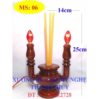 Lư nhang điện bàn thờ - mẫu nhỏ - gỗ tràm ms 06