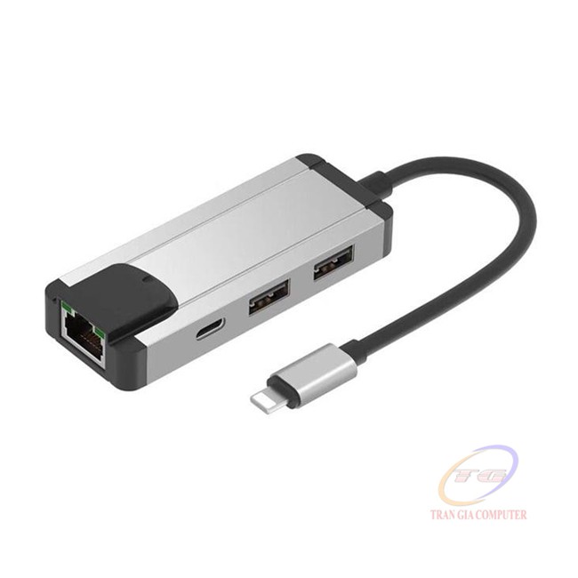 Cáp Lightning OTG to LAN, HUB USB dùng cho iPhone, iPad chính hãng Onten 75002