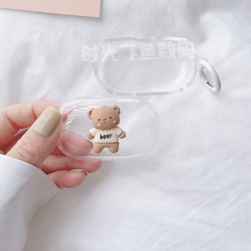 Vỏ Bảo Vệ Hộp Sạc Tai Nghe OPPO Enco Buds Trong Suốt Họa Tiết Gấu Dễ Thương
