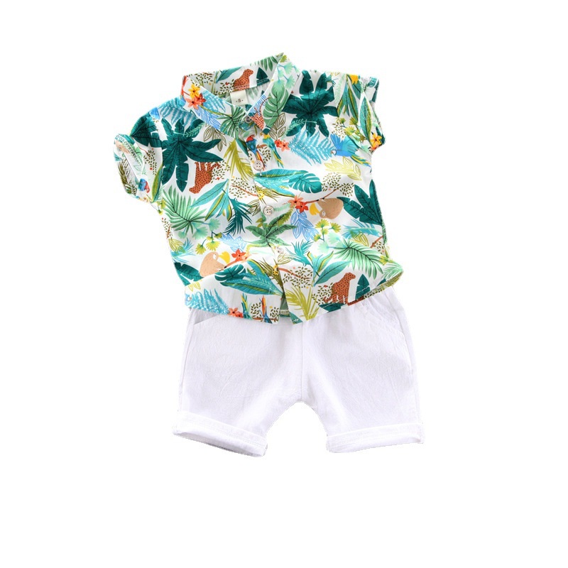 Set áo tay ngắn + quần short kiểu dáng thời trang cho bé trai từ 0 -5 tuổi