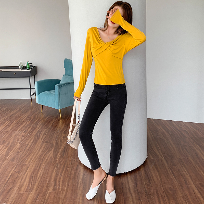 Áo Thun Tay Dài Thắt Nút Hai Cách Mặc Thời Trang Cho Nữ Size M-4xl