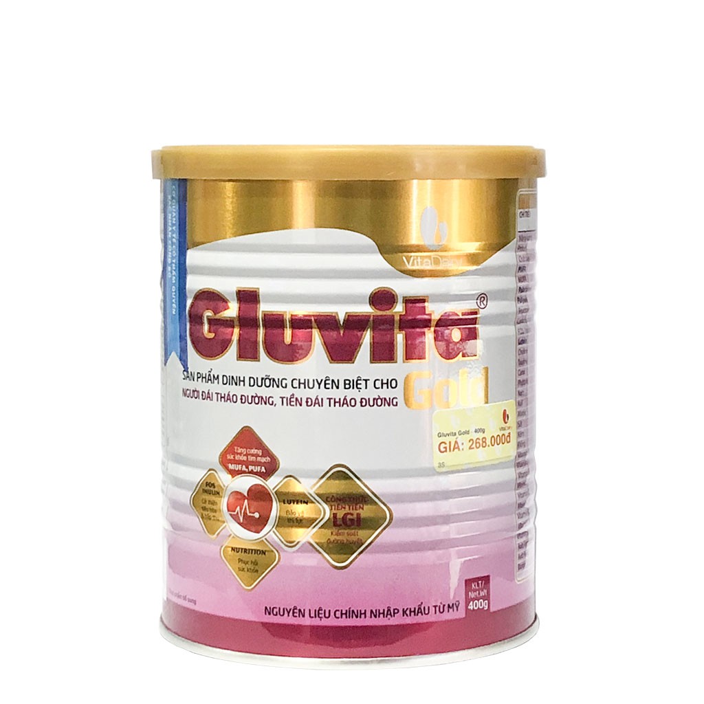 [CHÍNH HÃNG] Sữa Bột VitaDairy Gluvita Gold Hộp 400g (Dinh dưỡng chuyên biệt cho người đái đường, tiền đái đường)