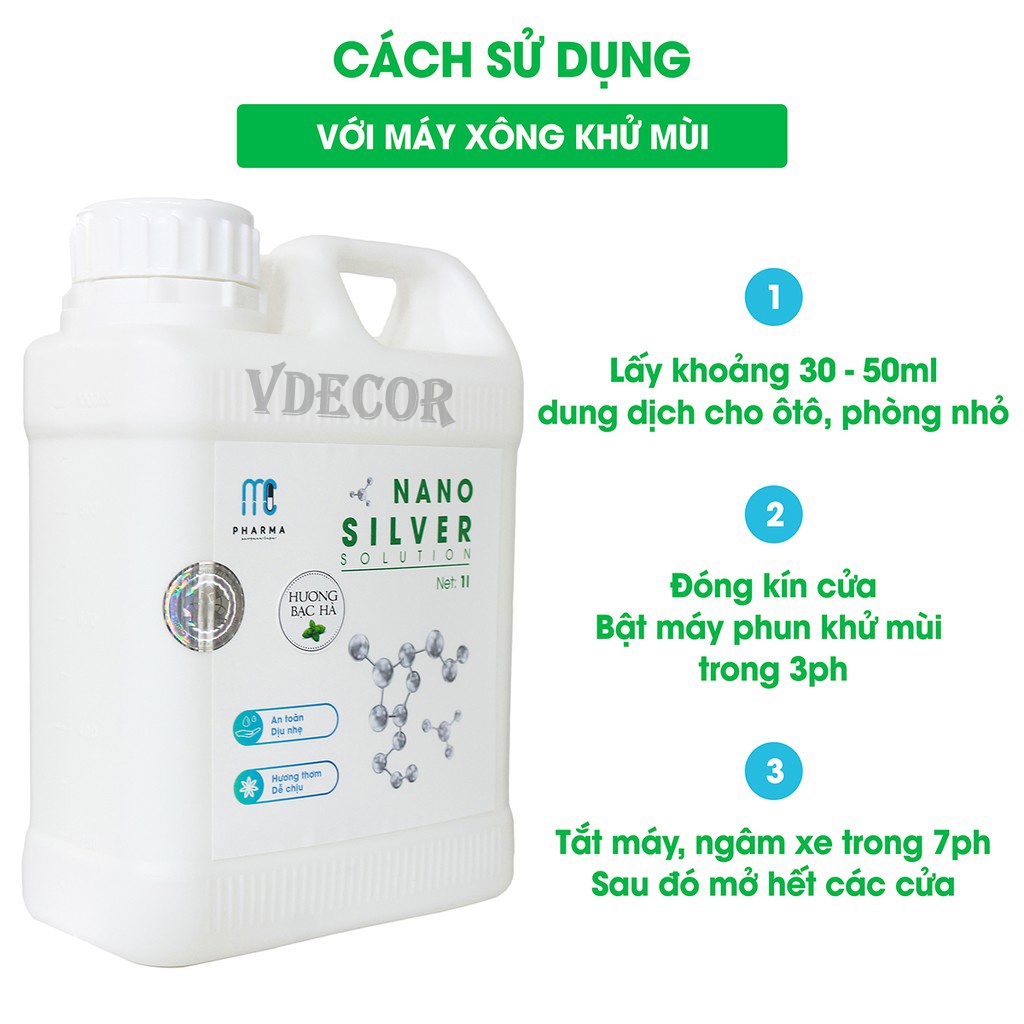 Dung dịch khử khuẩn Mcpharma Khử mùi Diệt khuẩn, loại trừ ẩm mốc dùng cho máy khử khuẩn Nano Bạc dung tích 1L