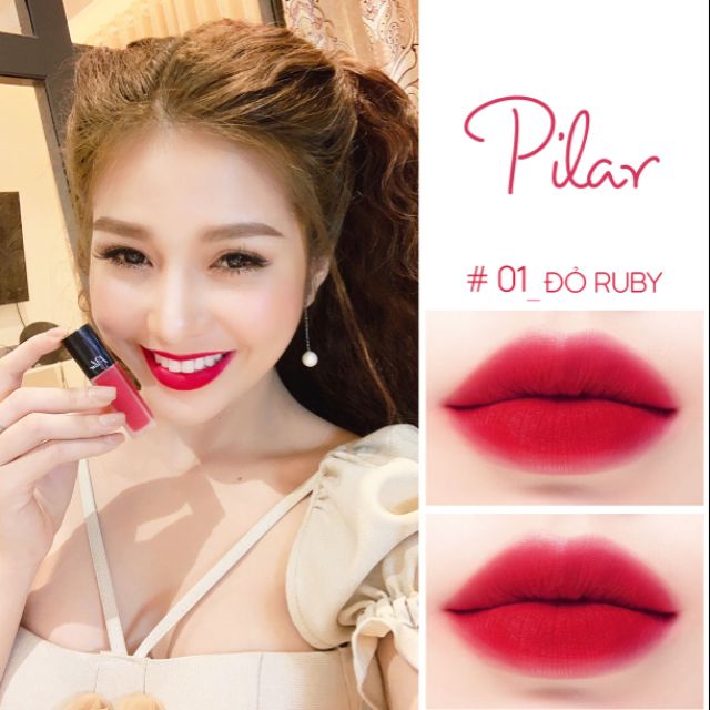 Son Kem Lì Không Chì PILAR Màu Đỏ Ruby 01