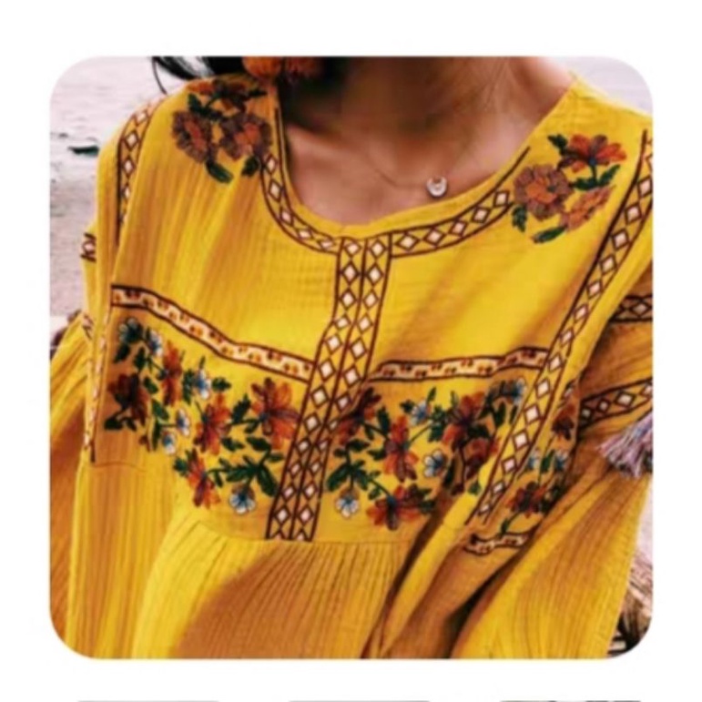 Pass áo Thanh lí áo babydoll họa tiết thêu hoa thổ cẩm