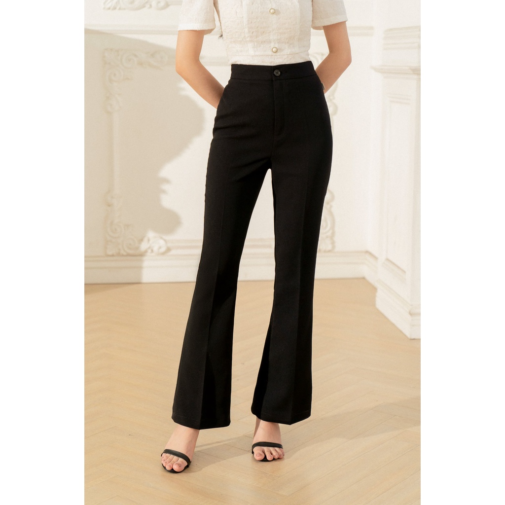 Quần ống loe cạp cao  TIINSTORE Q0D116