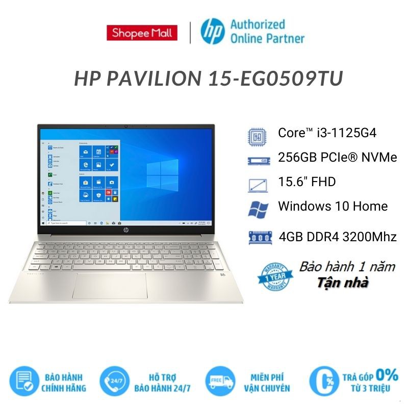 Laptop HP Pavilion 15-eg0513TU/ eg0509TU (Core i3-1125G4 | 4GB | 256GB-512GB| Intel UHD | 15.6 inch FHD | Win 10 | Vàng)
