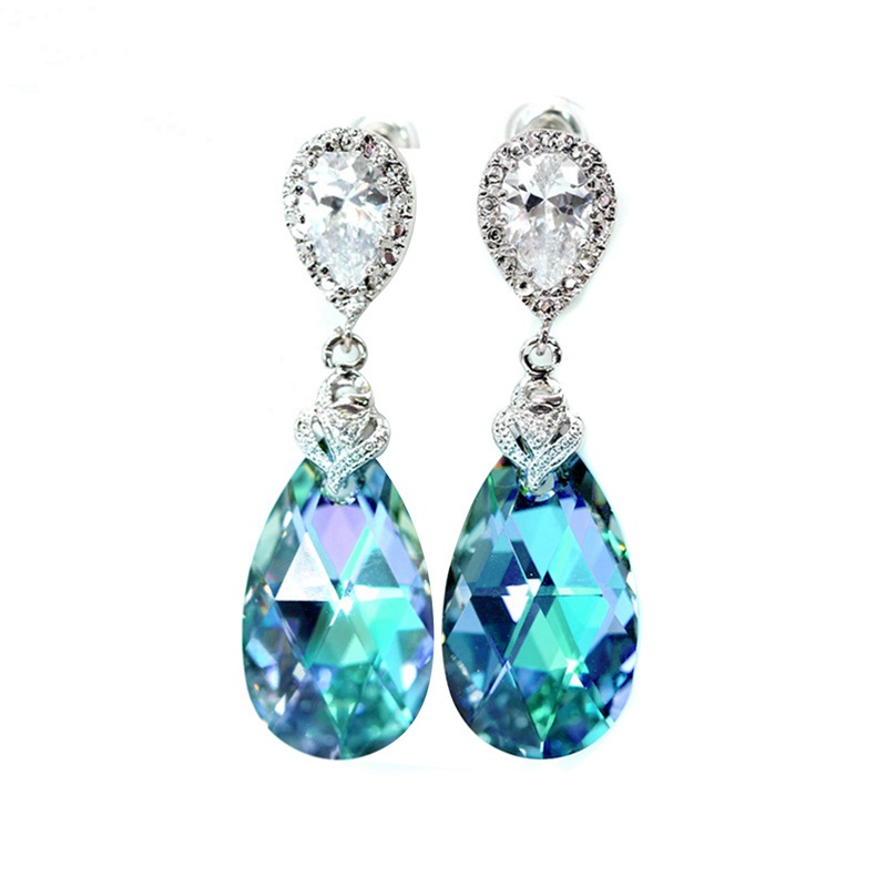 Khuyên tai đính đá zircon màu tím thiết kế đơn giản thanh lịch cho nữ