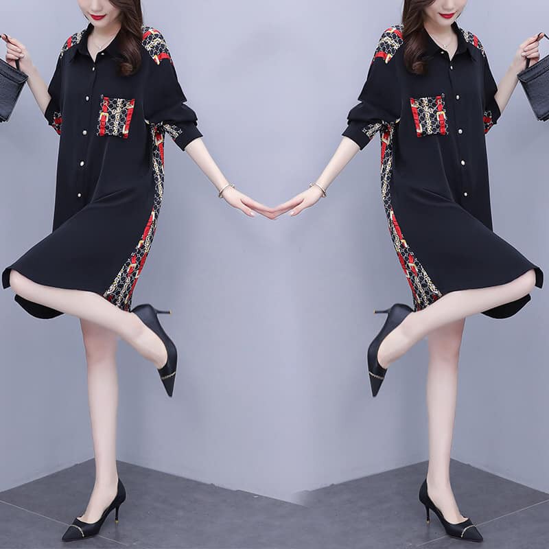 DS1999 - Đầm sơ mi suông dài tay big size cao cấp hàng nhập