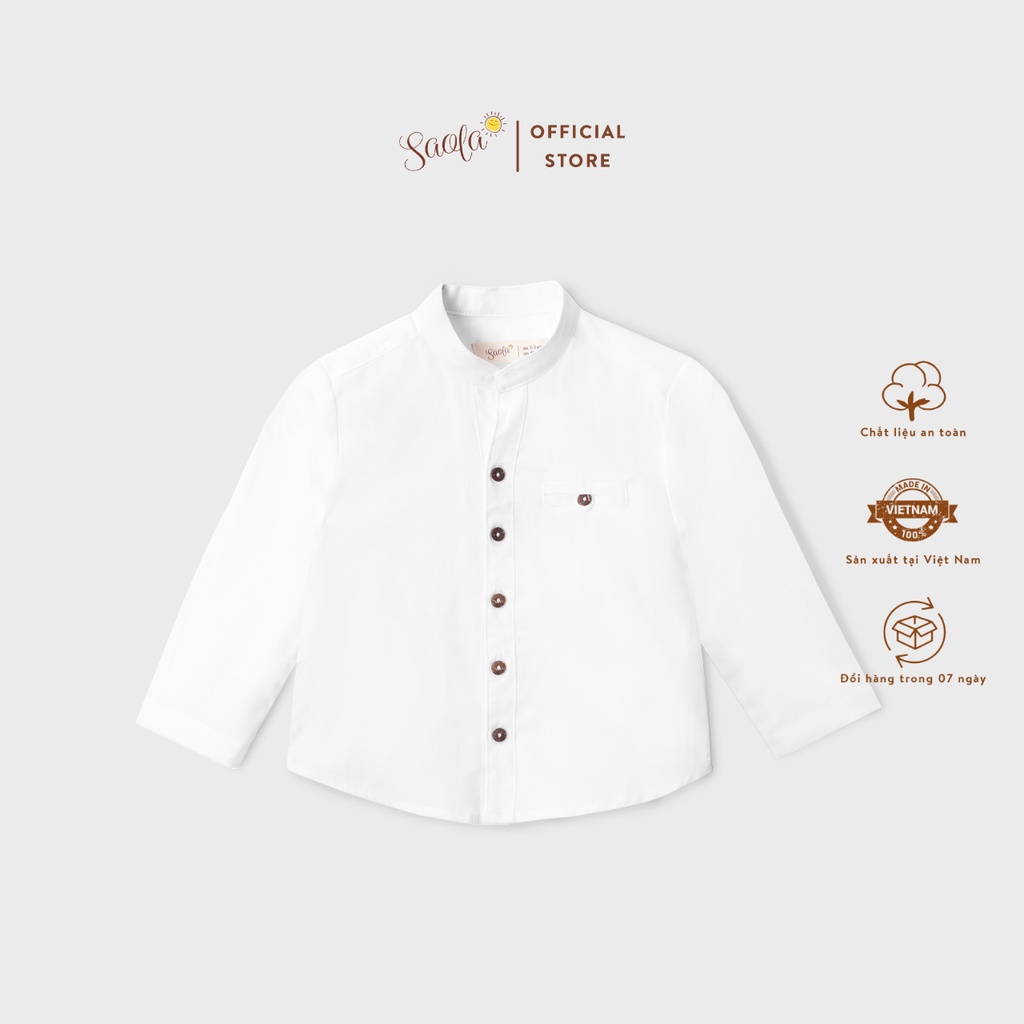 Áo Sơ Mi Bé Trai Cổ Trụ Phong Cách Hàn Quốc Dễ Thương - MELIS SHIRT - TOC010 - SAOLA KIDS CLOTHING