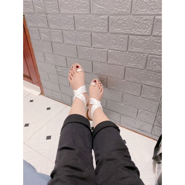 Giày Sandal nữ đế bệt chiến binh xỏ ngón dây mảnh quai chéo hot mùa hè đi biển đi chơi đi học - TB-Go