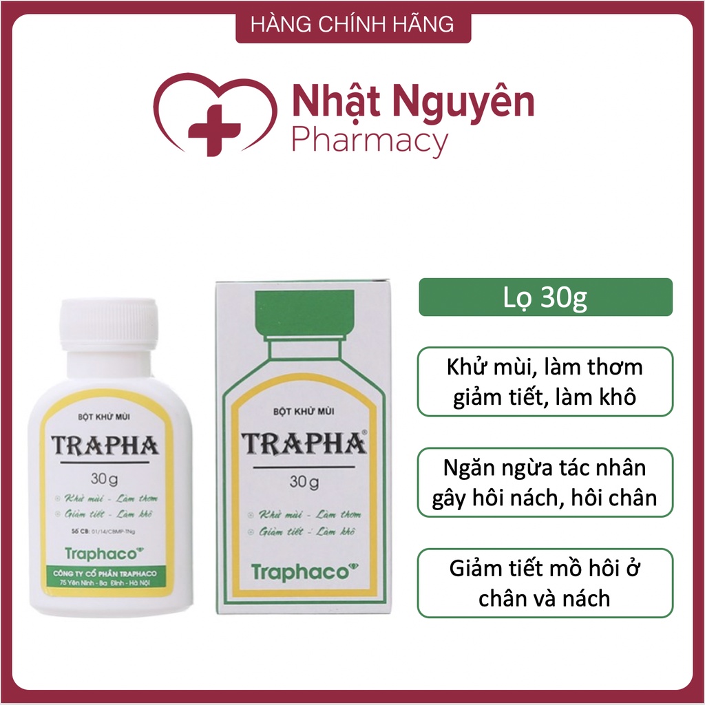 Bột khử mùi TRAPHA 30g Traphaco - Khử mùi, làm thơm, giảm tiết, làm khô