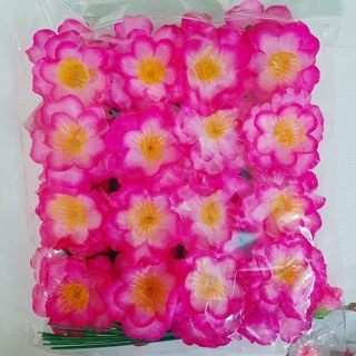 Hoa mai, hoa đào giả vĩ 40 bông kèm lá và kẽm tramg trí ngày tết