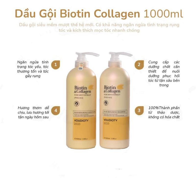 BỘ GỘI XẢ BIOTIN❤freeship❤DẦU GỘI BIOTIN PHỤC HỒI HƯ TỔN CHO TÓC 1000ML