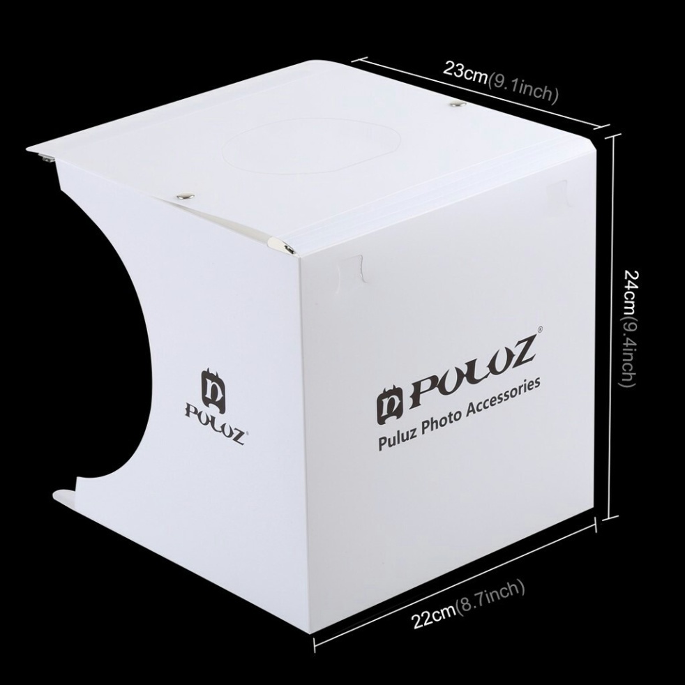 Hộp Chụp Sản Phẩm 2 Dãy Đèn Led Siêu Sáng Trắng Puluz 22*23*24kaikai