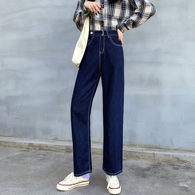 Quần jean dài ống rộng lưng cao thời trang cá tính cho nữ