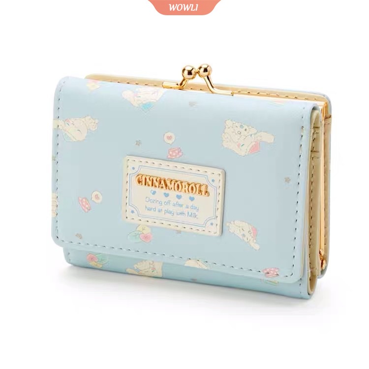 Sanrio Ví Ngắn Cầm Tay Dáng Vuông Nhỏ Màu Xanh Dương Hình Cinnamoroll Ba Chiều Thời Trang Cho Bé Gái [OW]