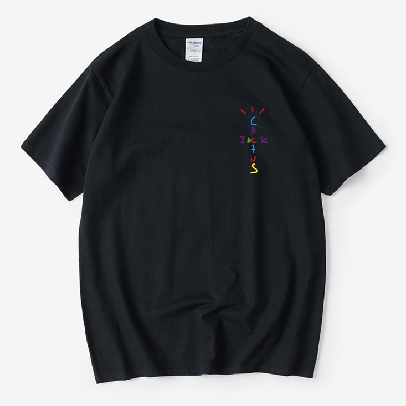 Áo Thun Cotton Tay Ngắn In Chữ Và Họa Tiết Xương Rồng Màu Cầu Vồng Phong Cách Hip Hop Thời Trang Cho Nam