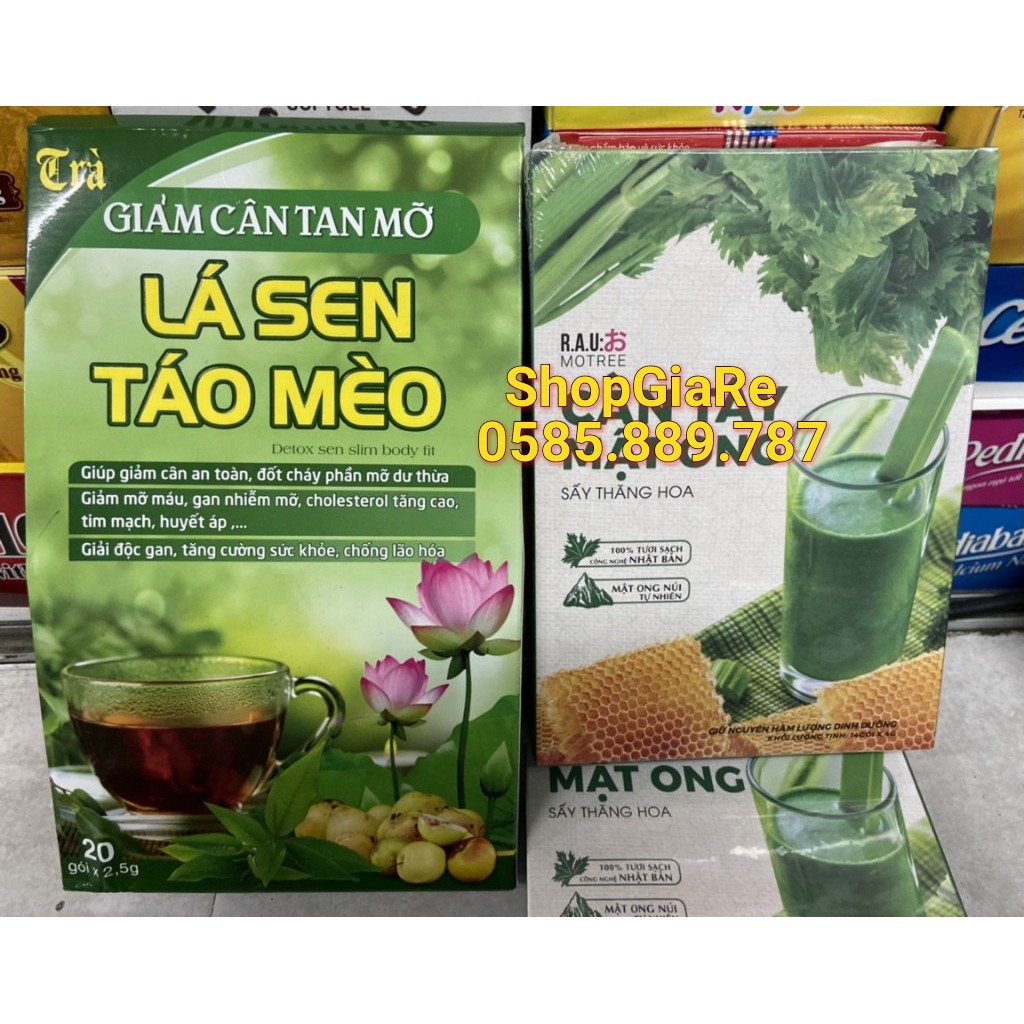 Trà giảm cân tan mỡ Lá Sen Táo Mèo giảm cân thanh lọc cơ thể