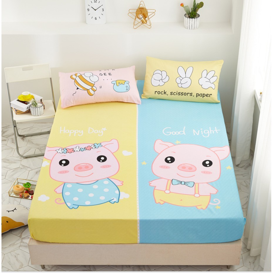 Bộ Ga Gối Cotton Hoạ Tiết 3d Cho Bé Yêu_Mẫu  2 CON HEO