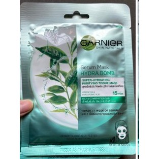 Mặt nạ serum kềm dầu thanh lọc da Trà Xanh - Garnier Serum Mask Hydra Bomb Green Tea Purifying 32g