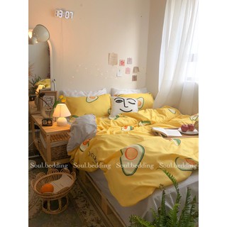 Bộ chăn ga chất polly cotton Trái bơ vàng