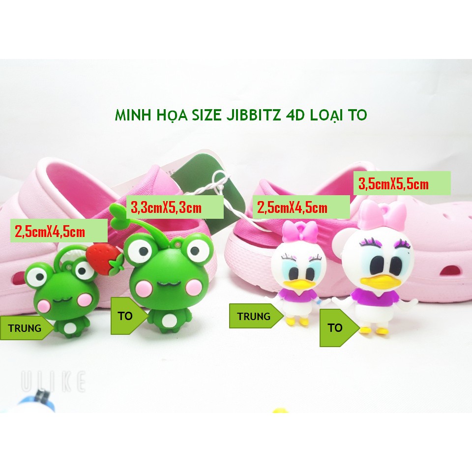 STICKER JIBBITZ gắn dép crocs, sục, dép trẻ em 4D mẫu cute loại TRUNG