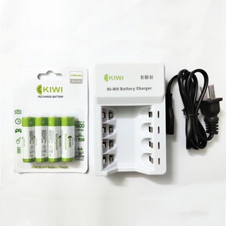 Combo 4 pin sạc kiwi aa ni- mh 3300mah và bộ sạc pin aa/aaa đa năng 4 cổng - hàng chính hãng