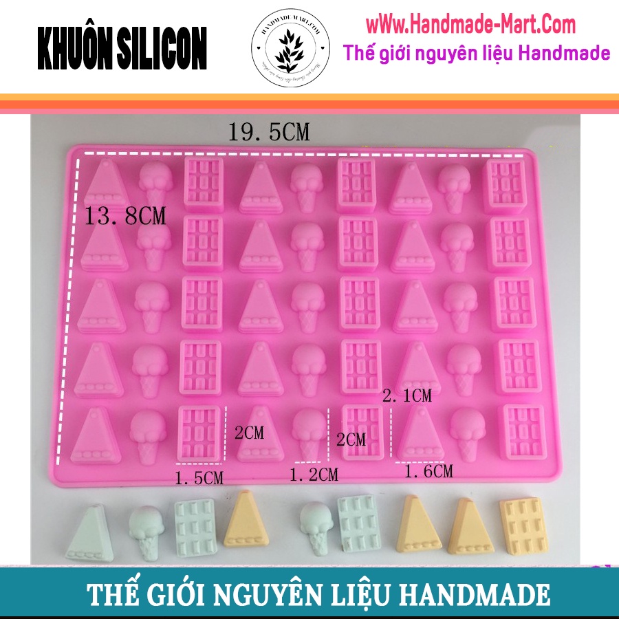 Khuôn silicone làm bánh kẹo chipchip 50 lỗ đầy đủ hình dạng - HM050