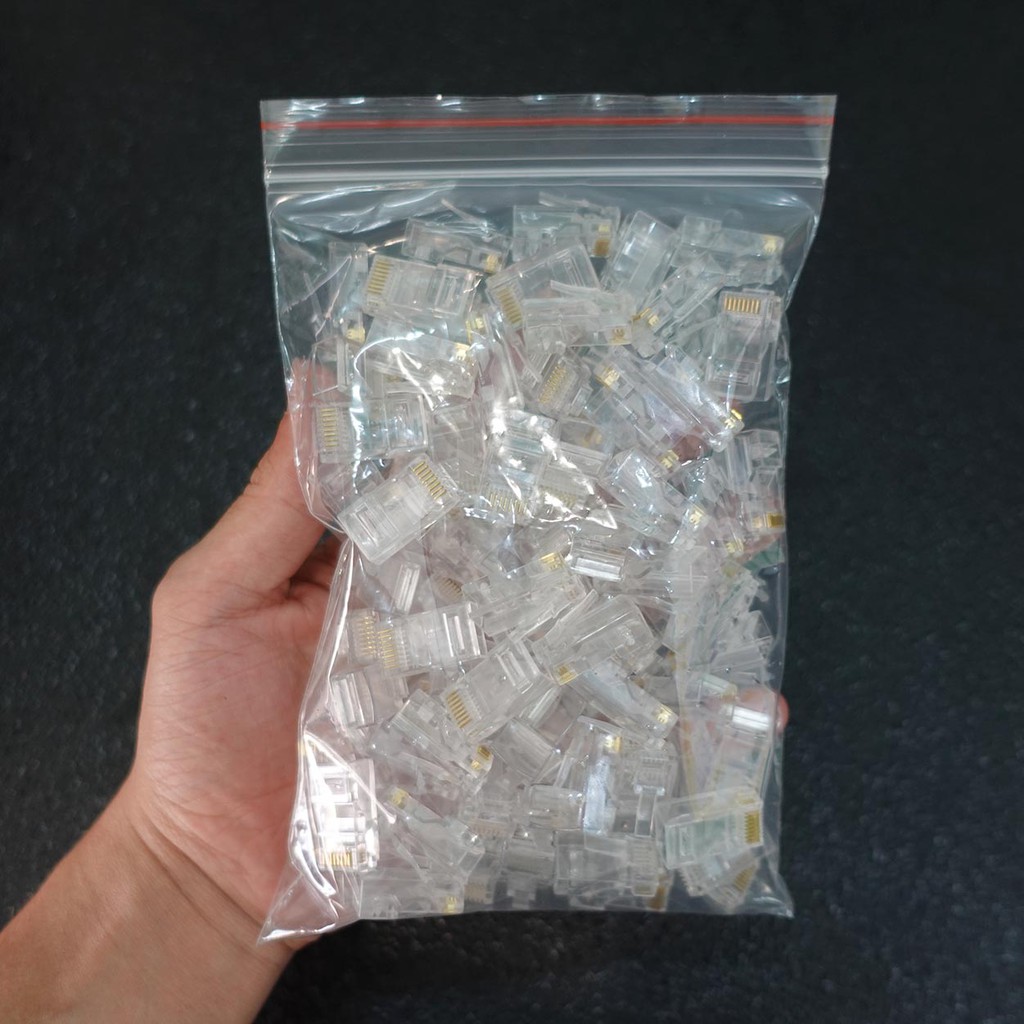 TÚI 100 HẠT MẠNG NHỰA RJ45 DÙNG CHO CAT5 VÀ CAT6-SIÊU RẺ