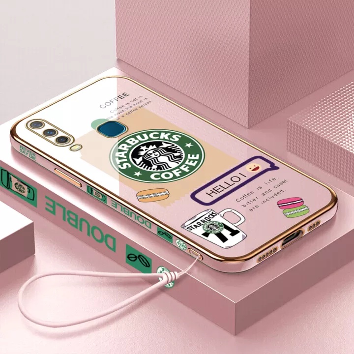 Ốp Điện Thoại Hình Vuông In Logo Starbucks Cho Vivo Y12 Y17 Y15 Y11 Y19 Y83 V9 V5 V5LITE Y66 Y67 T1