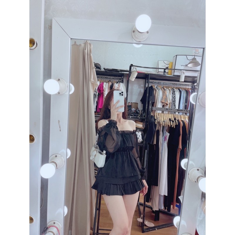 Áo trễ vai voan kính