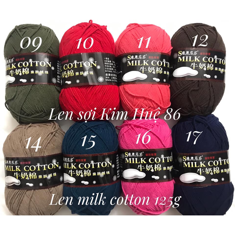 Len milk cotton loại 1 cuộn 125g ( từ màu 41 đến màu 78)