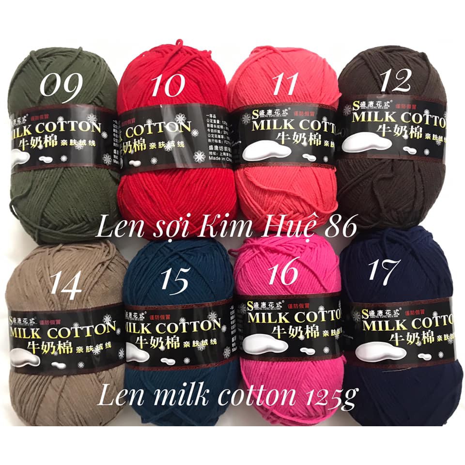  Len milk cotton loại 1 ( từ màu 01 đến 20)