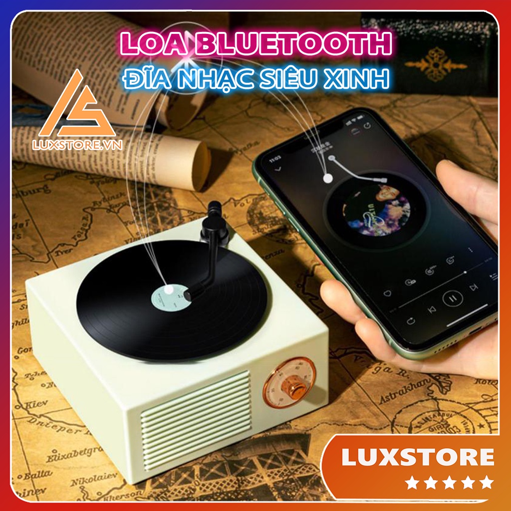 LOA BLUETOOTH MINI DECOR ĐĨA THAN VINYL CỔ ĐIỂN X10 ÂM THANH SIÊU TRẦM SANG TRỌNG – LUXSTORE