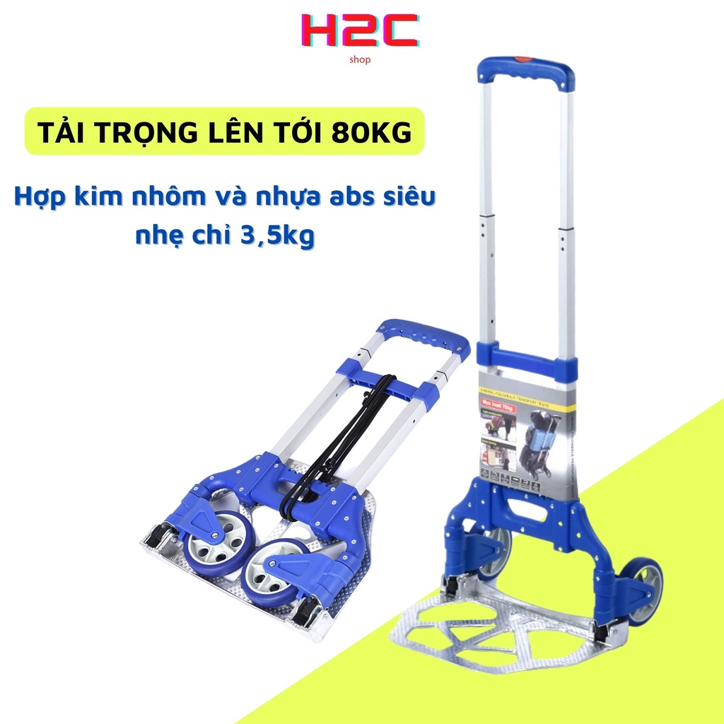Xe đẩy hàng gấp gọn mini đa năng chở hàng 85kg 2 bánh, xe kéo hàng giá rẻ