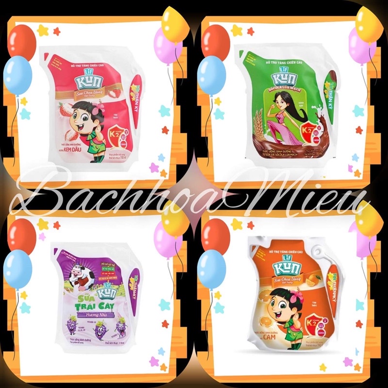 Sữa Kun túi thần kỳ 110ml hương đủ loại