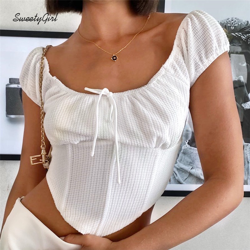 Áo Thun Tay Ngắn Cổ Chữ U Kẻ Sọc Ca Rô Phong Cách Pháp Quyến Rũ Dành Cho Nữ 2022