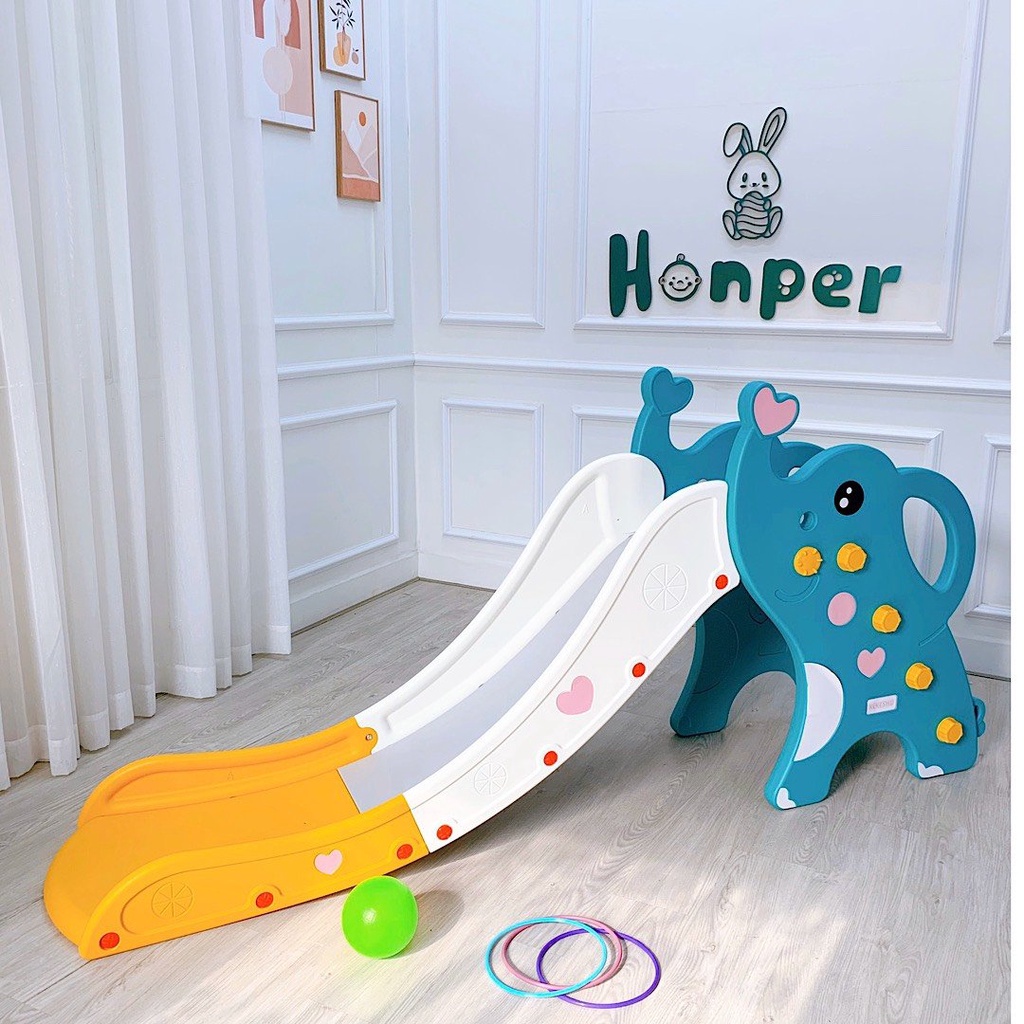 Cầu trượt Elephant honper bản đúp dày dài, Cầu trượt cho bé đủ 3 màu giúp mẹ an tâm mùa dịch