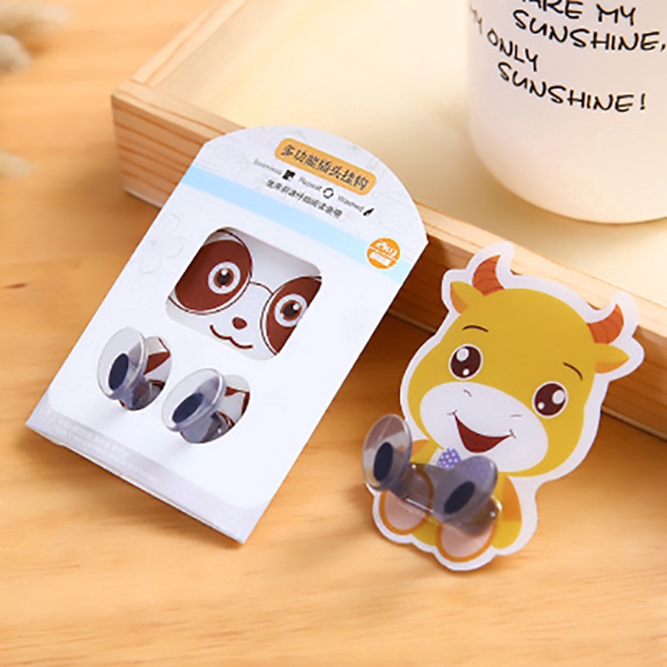 [Mới] Móc Treo Phích Cắm Dán Tường Chịu Được Sức Nặng Họa Tiết Động Vật Hoạt Hình