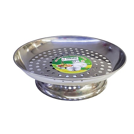 Đĩa hấp chân trụ inox size 20cm -22cm dùng để chưng, cách thủy, hấp các món ăn như hấp bánh,.......