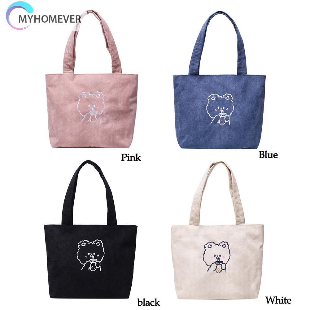 Túi Xách Vải Nhung Kẻ Hình Gấu Dễ Thương Cho Nữ