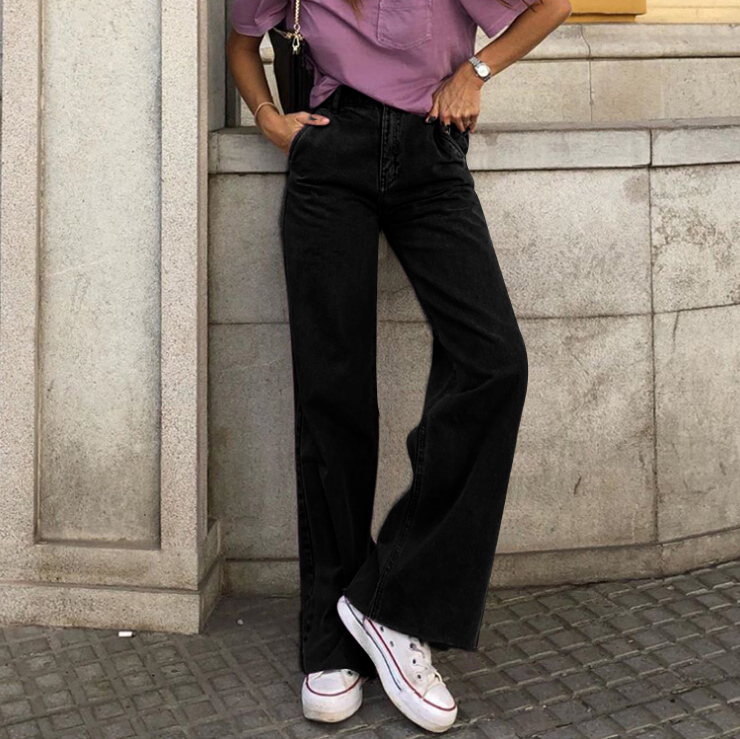 Quần Jeans Dài Ống Rộng Thời Trang Dành Cho Nữ