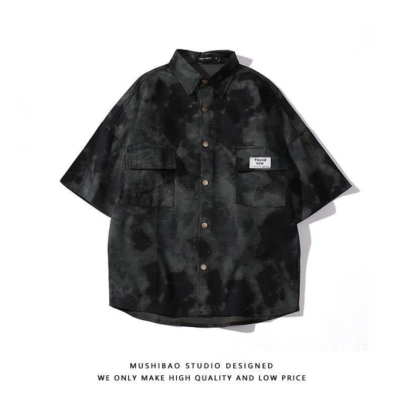 Áo Sơ Mi Tay Ngắn Dáng Rộng Họa Tiết Rằn Ri Phong Cách Hip Hop Âu Mỹ Thời Trang Cho Nam Size M-2Xl