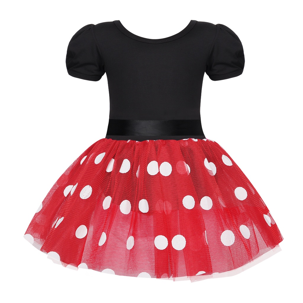 Đầm Công Chúa Họa Tiết Chấm Bi Hoạt Hình Dễ Thương Cho Bé Gái