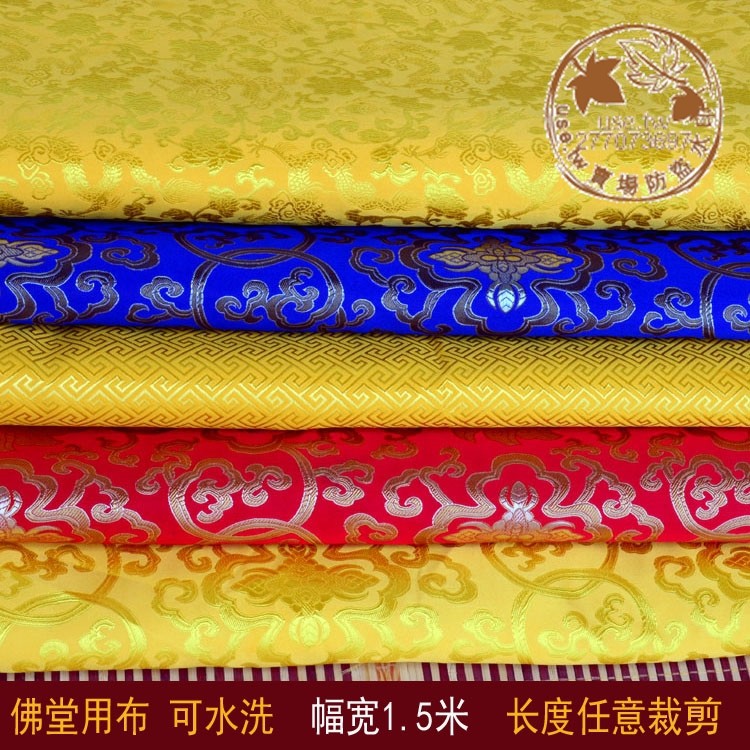 Khăn Trải Bàn Vải Lụa Màu Vàng Phong Cách Phật Giáo Tây Tạng
