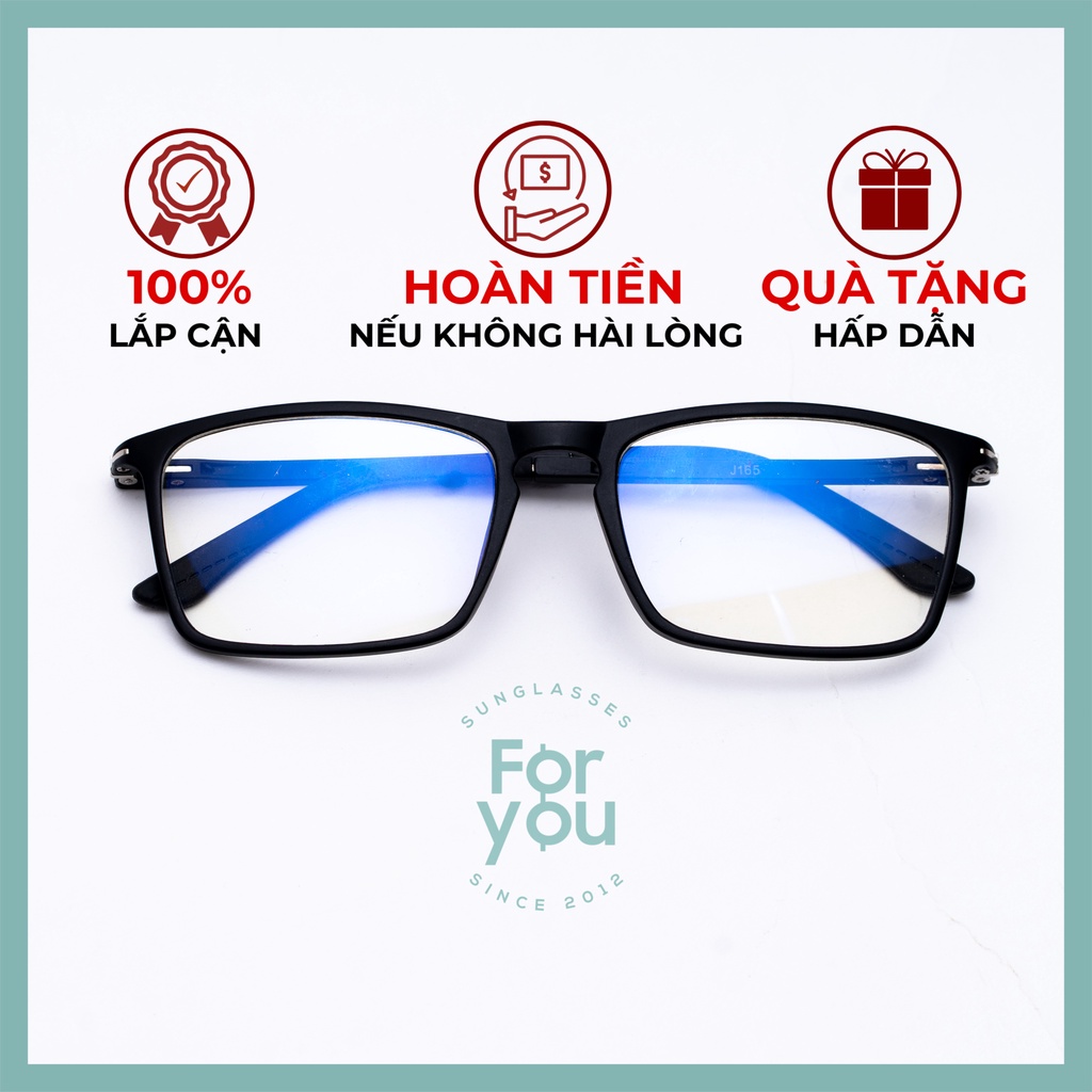 Gọng kính cận nhựa dẻo cho mặt tròn 4U, mắt vuông chống bụi hoặc lắp cận, màu đen – J165