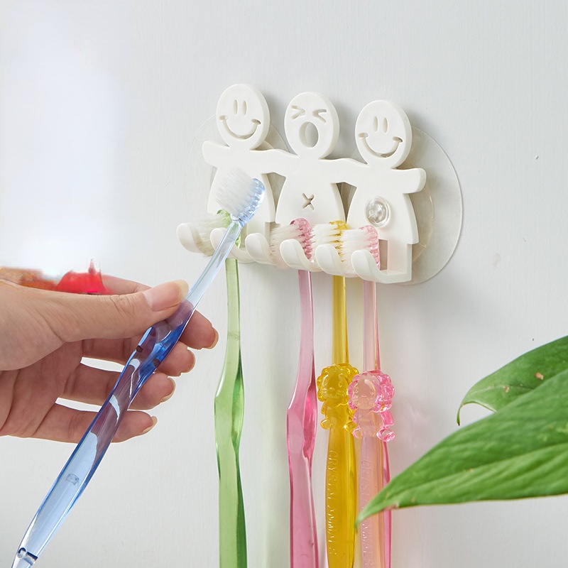 Giá Đỡ Bàn Chải Đánh Răng Gắn Tường Hình Mặt Cười Dễ Thương Với 2 Giác Hút Tiện Dụng