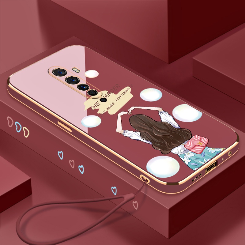 Ốp Điện Thoại Silicon Mềm Hình Nhân Vật Hoạt Hình Có Dây Đeo Cho oppo reno2 f reno 2 reno
