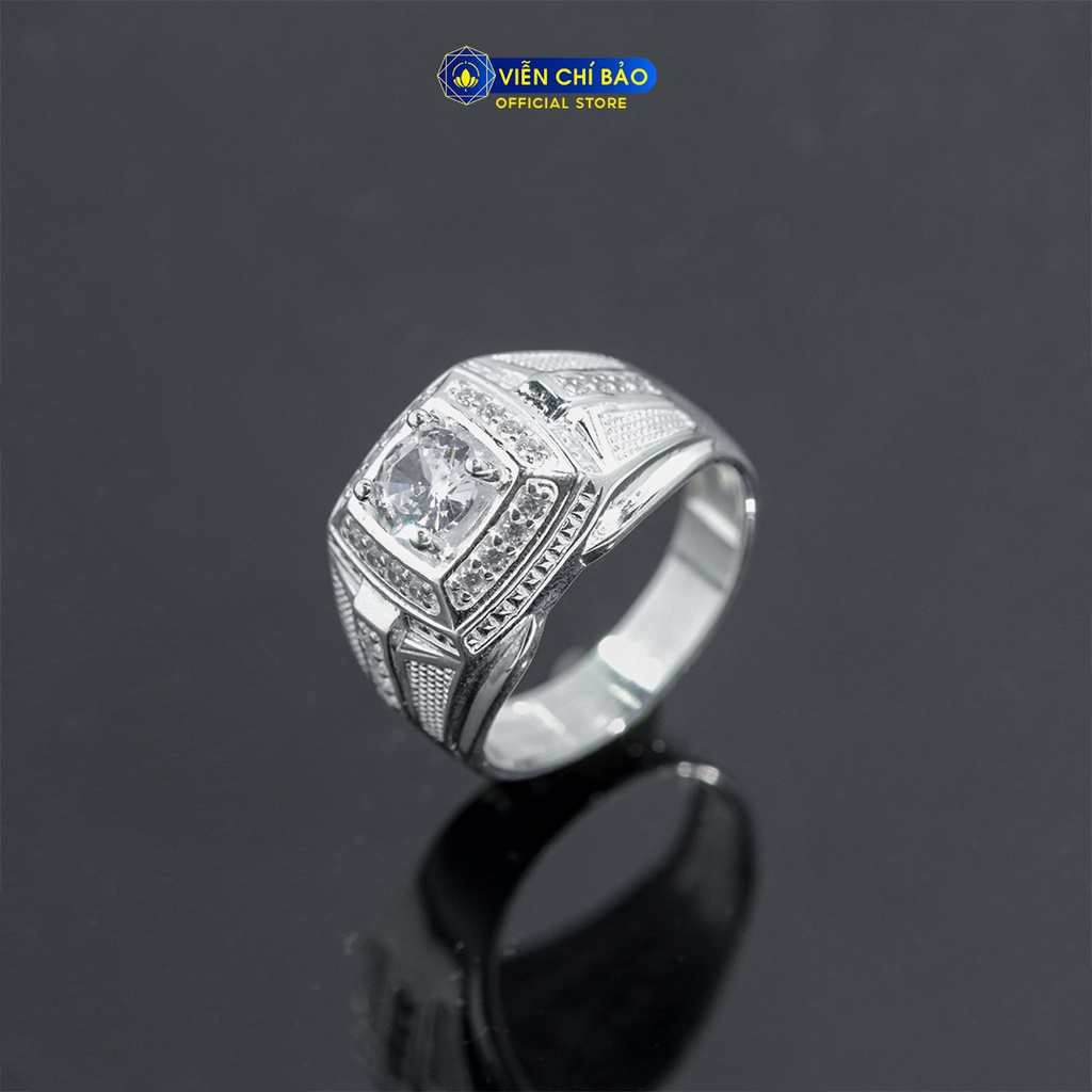 Nhẫn bạc nam đá tròn một hàng đá chất liệu bạc 925 thời trang phụ kiện trang sức Viễn Chí Bảo N300008